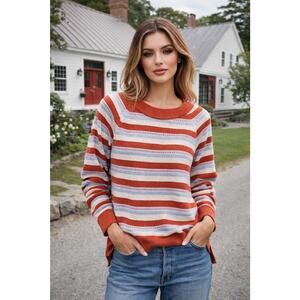 Market & Spruce Orange and White Striped Sweater